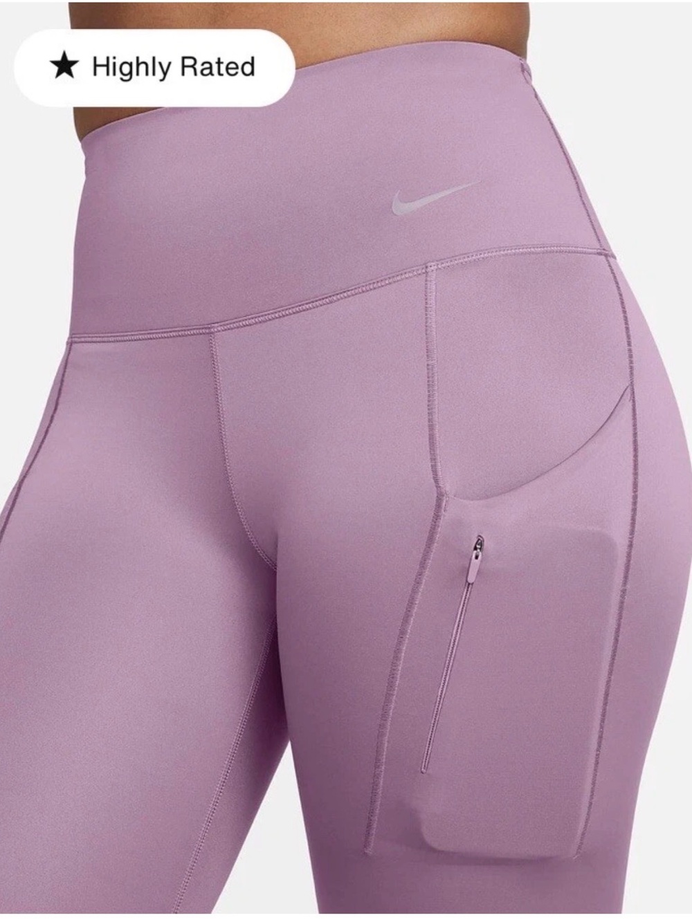 NWOT Nike Go Women's Firm-Support High-Waisted 7/8 Leggings, Pockets, L Purple